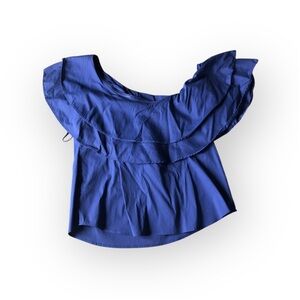 White House Black Market Royal Blue Ruffled Blouse